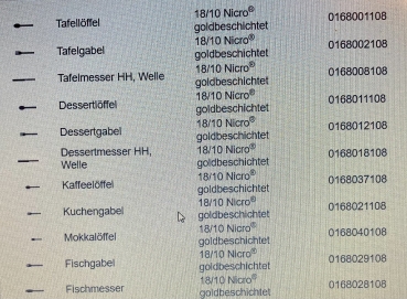 OPUS Fischbesteck 12-tlg. Nicro goldbeschichtet